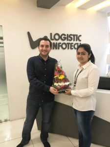 Welcoming client at Logistic Infotech